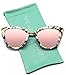 WearMe Pro Womens Cat Eye Mirrored Reflective Lenses Oversized Cateyes Sunglasses (Marble White Frame/Mirror Pink Lens, 54)