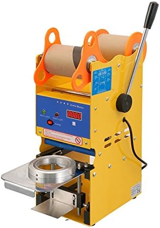 Digital manual plastic bubble tea cup sealing machine 110V 300-500 cups/hour 350w fruit juice cup sealer