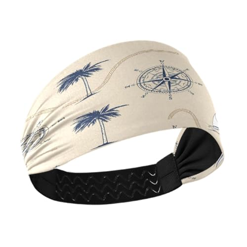 WELLDAY Headbands for Women Tropical Landscapes Soft Elastic Non Slip Headbands for Women Running, Wide Women’s Head Band for Thin Hair