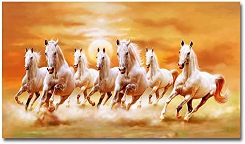 JIUAIDESHIYANXIANGJILEYIGEBAZHANG Wall paintingsModern Seven Running Horses Canvas Painting Wall Art Poster and Prints Picture Home Decoration for Living Room No Frame