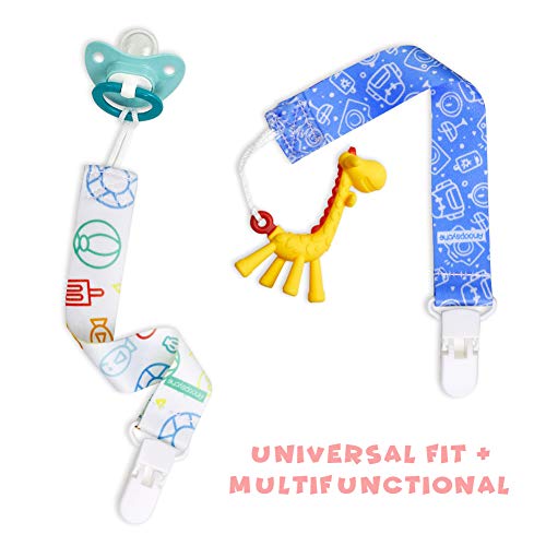 Pacifier Clip for Boys and Girls 8 Pack Plastic Teething Clips Modern Designs Universal Holder for Pacifiers Teething Toy and Soothie by ANOOPSYCHE
