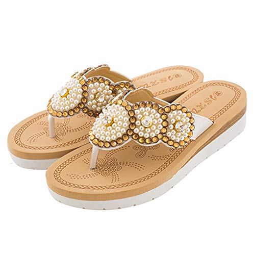 New in Respctful✿Women's Bohemian Summer Platform Wedge Beach Flip Flop Toe High Heel Thong Sandals White - Thumbnail 2