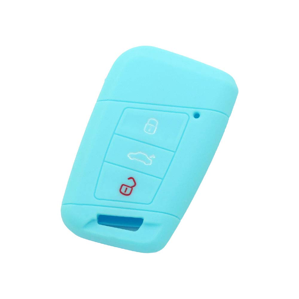 BROVACS Silicone Cover Protector Case Holder Skin Jacket Compatible with VOLKSWAGEN Passat B8 Magotan SKODA Superb A7 3 Button Smart Remote Key Fob CV9807 Light Blue