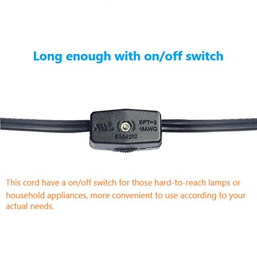 Eumyviv A00003 9.85 Feet Plug Wire Kit Indoor Power Extension Cord Kit with On Off Switch 300 Volts 18 AWG and 105℃ High Temperature Resistance Appliance Extension Cord Connector (Black) - Thumbnail 3
