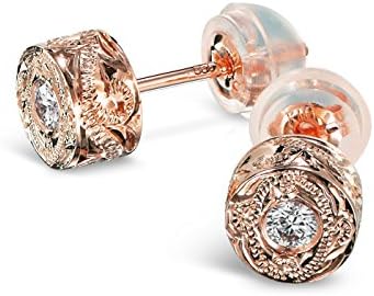 ハワイアンジュエリー ピアス K14ピンクゴールド ダイヤモンド レディース 20G ポスト太さ0.8mm シリコンキャッチ 【両耳購入】 GE105R