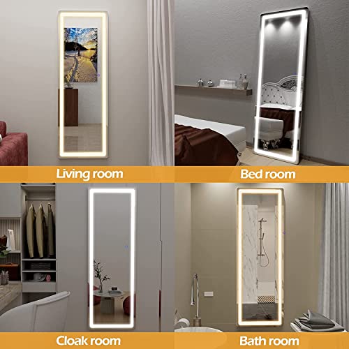 EVDINO 47"x15" LED Lighted Wall Mounted Mirror, FullLength Mirror with