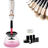 Nordosh Makeup Brush Cleaner Machine - Completely Clean in Seconds & Dry in 360 Rotation With 8 Rubber Tool Holders - Electric Makeup Brush Cleaner Kit Suit all Sizes of Cosmetic brushes