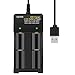 OSTRI Li-ion Battery Charger 18650,Smart Universal 3.7 v Lithium-ion Rechargeable Battery Charger for Button or Flat Top AA AAA 26650 18500 18350 17670 16340 14500 10440 with USB Charging Cable