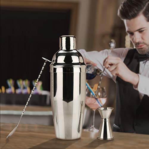 Cocktail-Shaker-Set, 750 ml, 16-teiliges Mixologie-Barkeeper-Set mit Bambus-Ständer - professionelles Edelstahl… – Bild 5