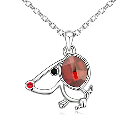 AmDxD Jewelry Alloy Pendant Necklaces for Women Lucky Dog Red 2.8X2.2CM