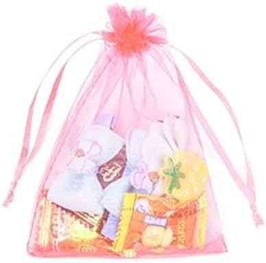Equal Sign 50PCS 7x9"Organza Drawstring Pouches Jewelry Party Wedding Favor Gift Bags (Pink)