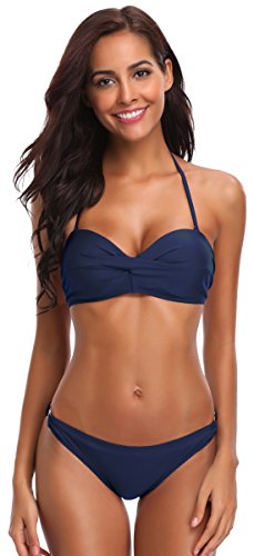SHEKINI-Damen-Zweiteiliger-Neckholder-Sexy-Bikini-Set-Modern-Schwarz-Raffung-Oberteil-Mit-Bgel-Dekorative-Metallring-Triangel-Schwimmenstamm-Gestreift-Strandanzug