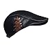 LETHMIK Unique Flat Cap Hunting Cowhide Leather Driver Ivy Cap Newsboy Hat Black-M
