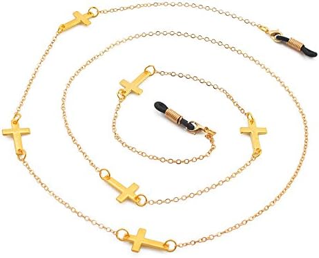 CROISSANT Fashion Glasses Chain Glasses Sunglasses Chain Glasses Retainer Strap,Secure Fit For Your Glasses And Eyewear【Exquisite Gift Packaging】 (cross-Gold)