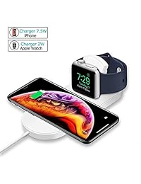 ZDAGO   Cargador inalámbrico para Apple Watch, 2 en 1, soporte de carga, compatible con iPhone XS XS Max XR X  8  Plus Series 4 3 2 1