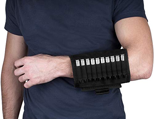 BRONZEDOG Shotgun Ammo Pouch Waterproof Arm Band Case Nylon Hunting Accessories 12 Gauge or .30-30 .308 Caliber (Black 7.62 Cal)