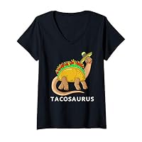 Womens Tacosaurus Art | Cool Dino Taco Cinco De Mayo Funny Gift V-Neck T-Shirt