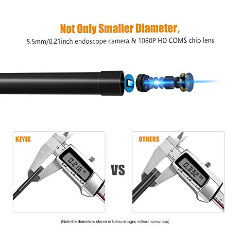 KZYEE KZ2000 Industrielles Endoskop mit 5,5 mm Durchmesser, 1080P HD Inspektionskamera, 4,3-Zoll-Bildschirm… – Bild 3