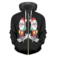 zippern Man Christmas Coat 3D Printed Ski and Sunglasses Santa Claus Zip Hoodies Ski Santa Claus 5XL