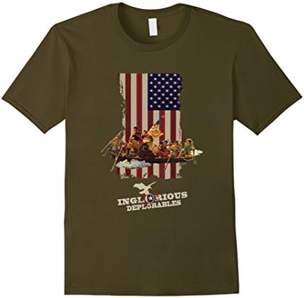 Men's Inglorious Deplorables T-Shirt - Washington &amp; USA Flag XL Olive