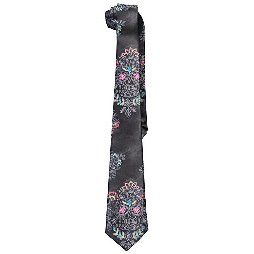 DNUPUP Men Sugar Skull Floral Polyester Silk Casual Gentleman Tie Necktie Gift Box