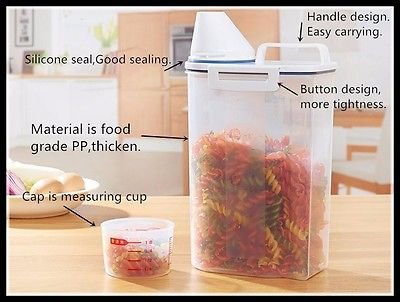 JISETY 2.5L Kitchen Cereal Grain Bean Rice Plastic Food Storage Container Box Bottles