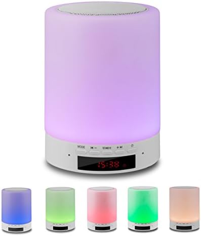 Bluetooth Light Speaker, Olymtek Portable Touch Control Dimmable Night Light Bluetooth Speaker With Alarm Clock Surport TF Card (White)