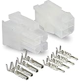 Molex Connector Lot, 5 Matched Sets, (4-Circuits) w/18-24 AWG, Pin Size: Standard .0165" 4.2mm, Mini-Fit Jr ™