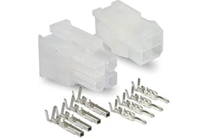 Molex Connector Lot, 5 Matched Sets, (4-Circuits) w/18-24 AWG, Pin Size: Standard .0165" 4.2mm, Mini-Fit Jr ™