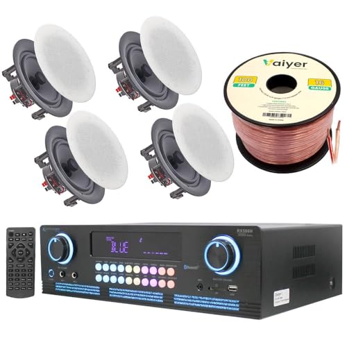 Home Theater System Kit 2000 Watts Bluetooth Amplifier with 4 Qty 5.25