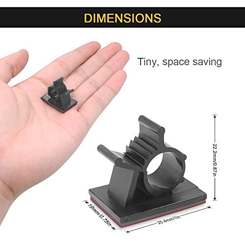 JIRVY Adjustable Cable Tie Clips 3M Adhesive Wire Clips Nylon Wire Clamps 50 Pack (Black)