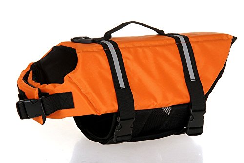 Dog Life Jacket Safety Reflective Vest Pet Life Preserver (Orange, M)