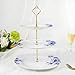 Porlien Gold Trimmed Blue Floral 3 Tier Cake Stand, Dessert Stand, Cupcake Stand
