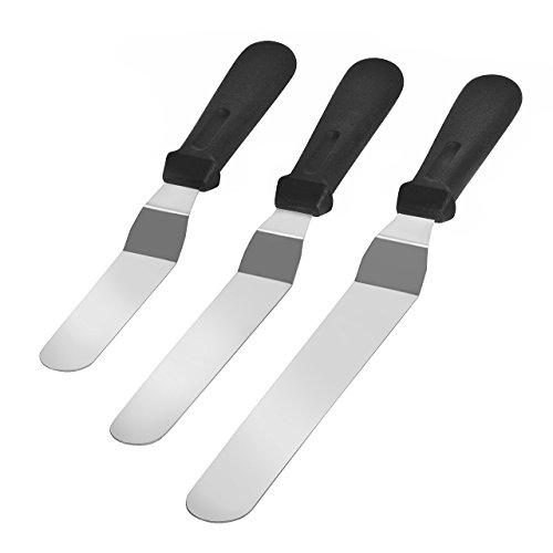 Newcomdigi Angled Icing Spatula Set Stainless Steel Kitchen Cake Spatula Variety Set Pack Of 3 (6 Inch, 8 Inch And 10 Inch)