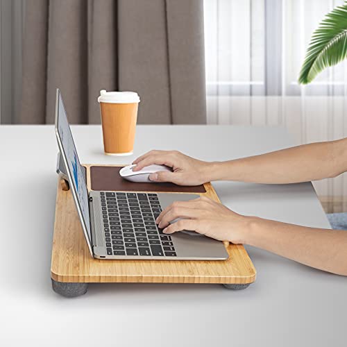 Bamboo Laptop Desk, Lap Desk for Laptop with Mouse Pad, Laptop Table