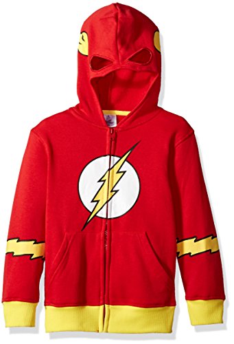 DC Comics Big Boys' Flash Fleece Zip Costume Hoodie, Red, 10