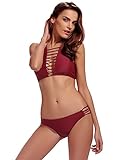 Women's Bathing Suit 2 Piece Halter Bikini Set Padding Tankini Swimsuit