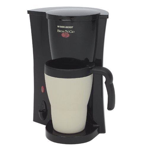 BLACK+DECKER Brew 'n Go Personal Coffeemaker with Travel Mug, Black/White, DCM18