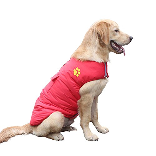Echo Paths Teddy Reversible Waterproof Windproof Jacket Winter Coat Puppy Dog Vest Red M
