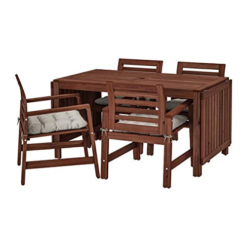 IKEA Applaro Table and 4 Armchairs Outdoor Brown Stained