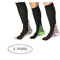 ZPPLD Compression Socks (3Pairs) for Women Men, Medical Nursing Running Fitness Edema Diabetic Varicose Veins Travel Flight