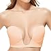 Dadiii Invisible Push up Deep U Plunge Bra, Self Adhesive Strapless Silicone Backless Nubra for Women (Nude B)