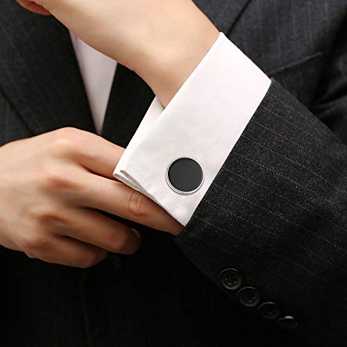 UHIBROS Mens Cufflinks Shirt Studs Set Tuxedo Shirt Cuff Links for Men Business Wedding 2 Cufflinks and 6 Studs