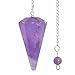 Natural Amethyst Gemstone Rock Crystal Hexagonal Pointed Reiki Chakra Pendant Pendulum