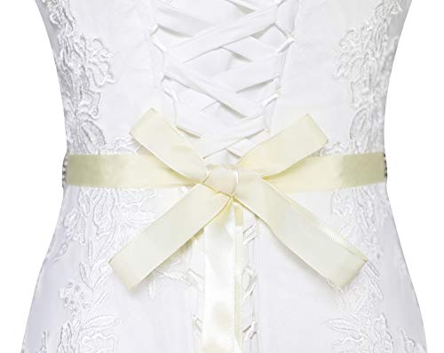 Lovful Womens Rhinestone Sash Belts for Dresses Bridal Belt Crystal Wedding Bridesmaid Belt,Ivory