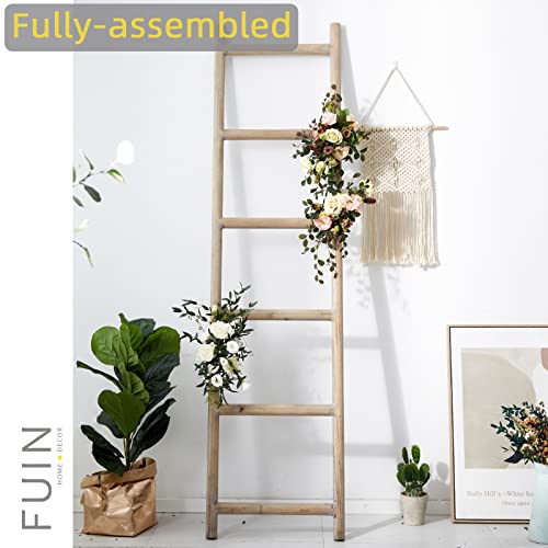 FUIN Fully Assembled 6 Ft Bamboo Blanket Ladders Wood Decorative Wall