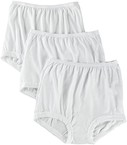 Set of 3 White Acetate Panties with Acetate Crotch Band Leg Carole 614