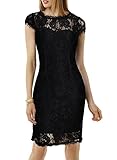 MUSHARE Women's Elegant Cap Sleeve Full Flroal Lace Short Cocktail Dress