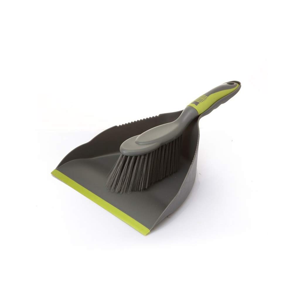 Handy Dustpan and Brush Set for Home Kitchen Floor Clean Brush and Dustpan Set for Floor Desk Cleaning Comfort Grip Multi Function Dust Broom Brush - Gray Green