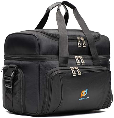 MOJECTO Large Cooler Bag. Two Insulated Compartment, Heavy Duty Fabric, Thick Insulation, 2 Heat Sealed Soft Peva Liner, Many Pockets, Strong Double Zipper, Padded Straps. for Men Women